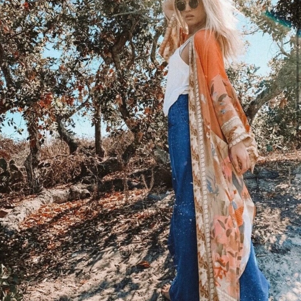 Boho Mermaid Kimono Duster, Under The Sea Maxi Beach Kimono - Picture 7 of 13